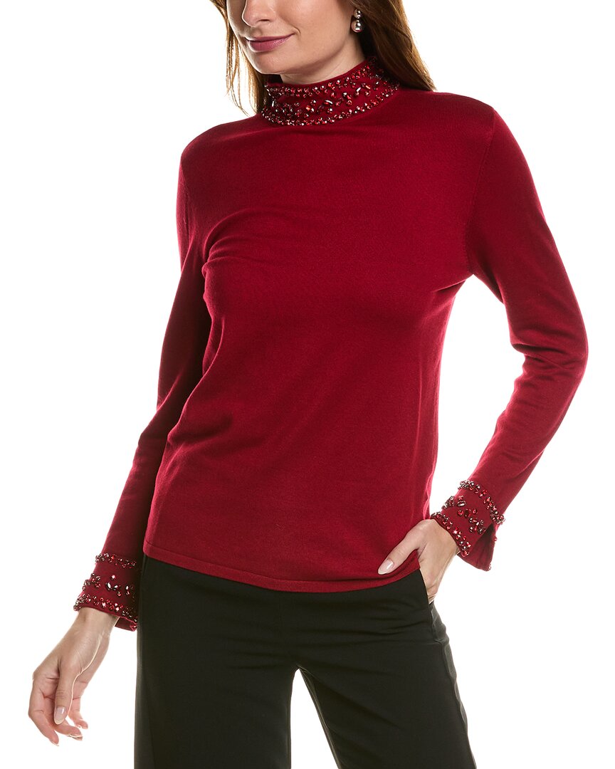 

Свитер Anne Klein с воротником-стойкой, красный