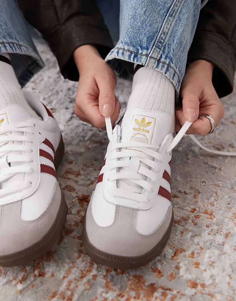 Кроссовки Samba OG белого и бордового цветов adidas Originals — фото 4