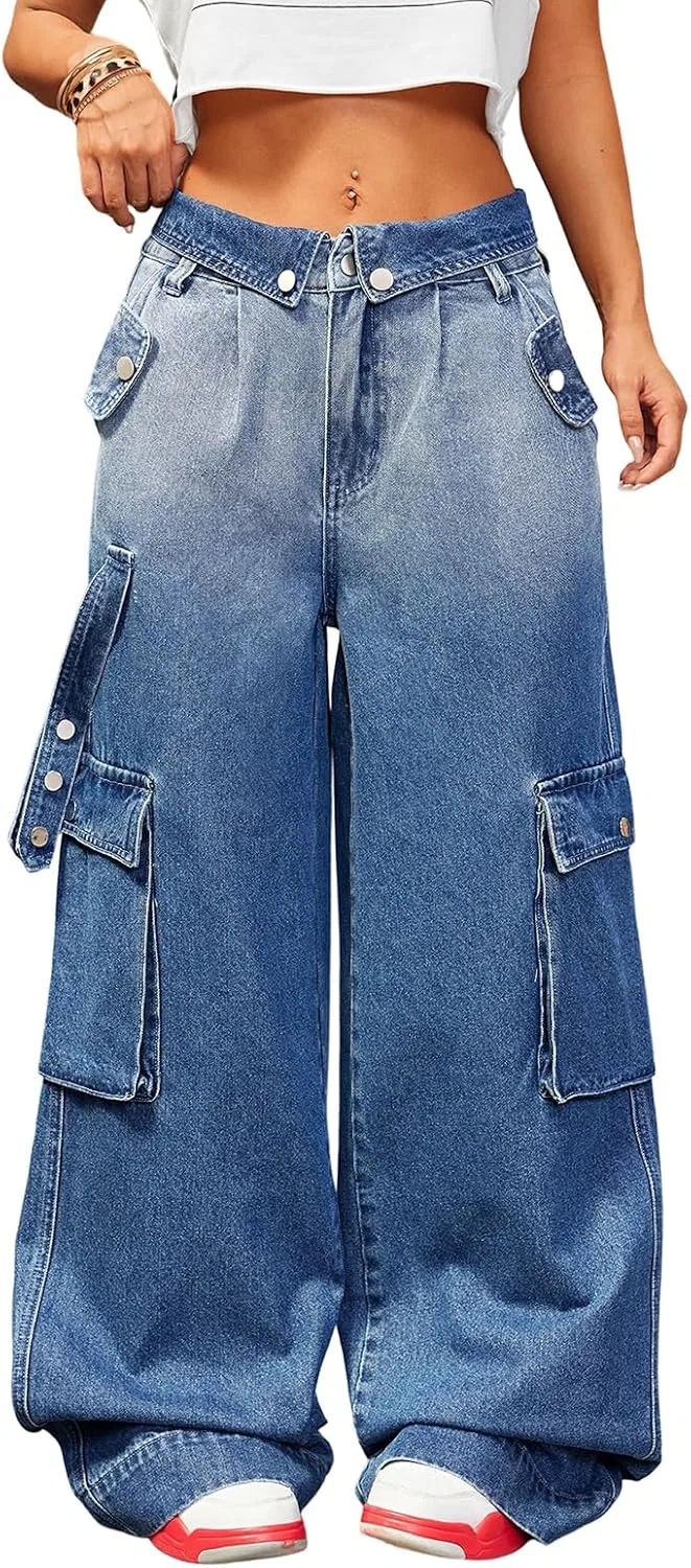 Джинсы карго, свободные, 7
