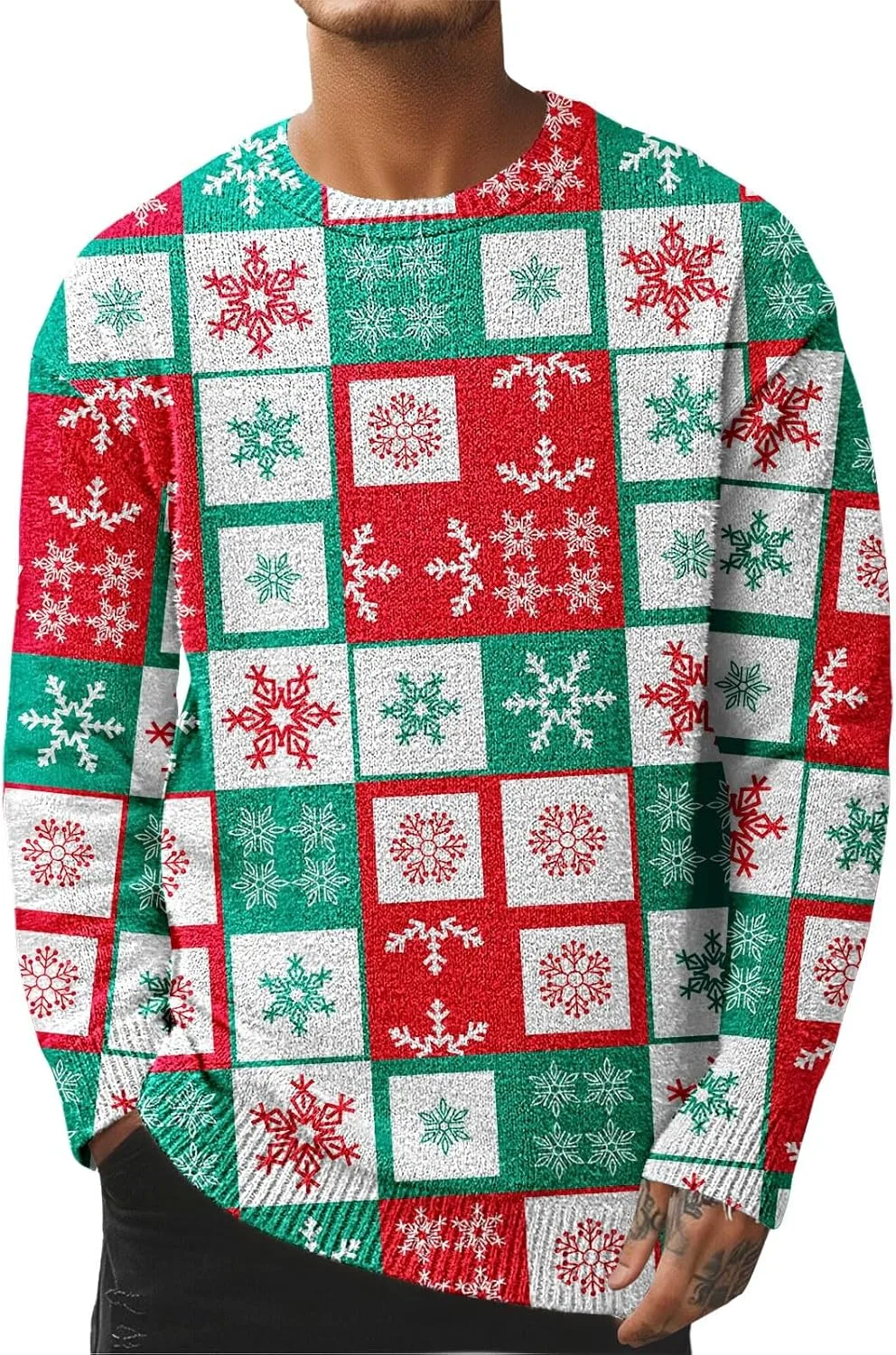 

Мужской свитер Ugly Christmas с оленями и снежинками