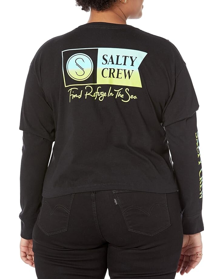 

Футболка Salty Crew Alpha Gradient Long Sleeve Crop Tee, черный