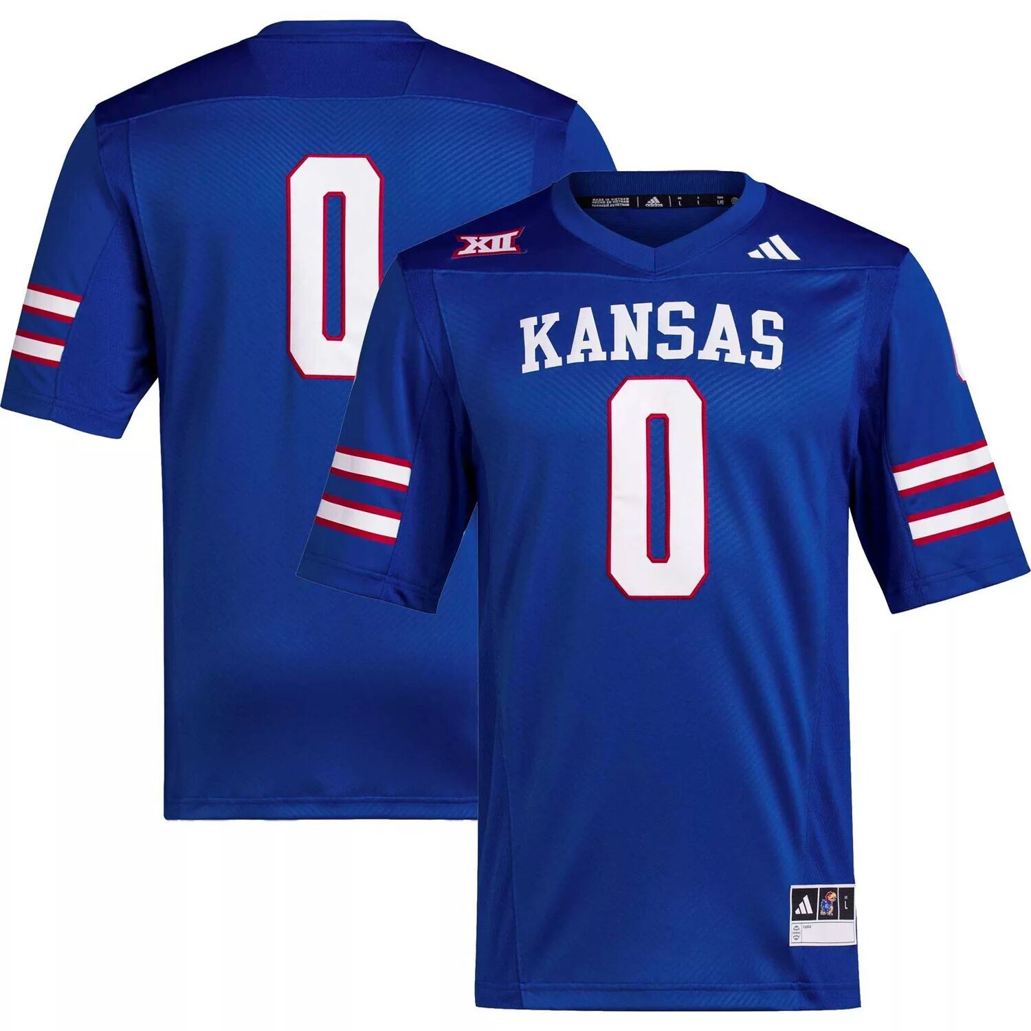 

Мужская футбольная майка #0 Royal Kansas Jayhawks Premier adidas