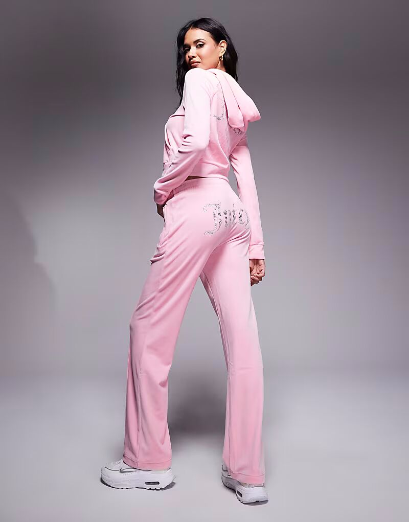 

Велюровые джоггеры Juicy Couture с логотипом diamante розового цвета
