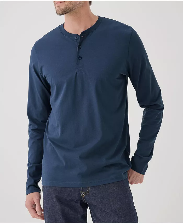

Мужская футболка-поло с длинным рукавом из мягкого органического хлопка Henley Pact, синий