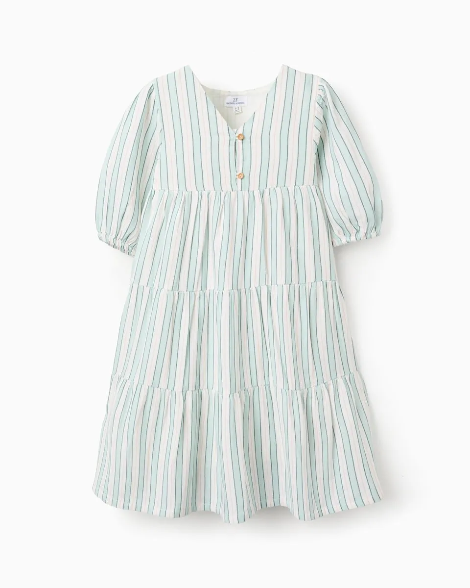 

Детское платье из 100% хлопка в полоску Zippy, темно-зеленый