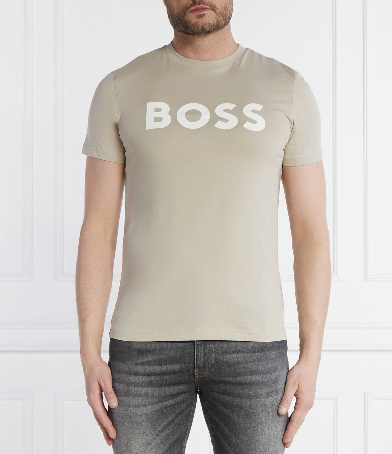 

Футболка BOSS ORANGE Thinking Regular Fit, бежевый
