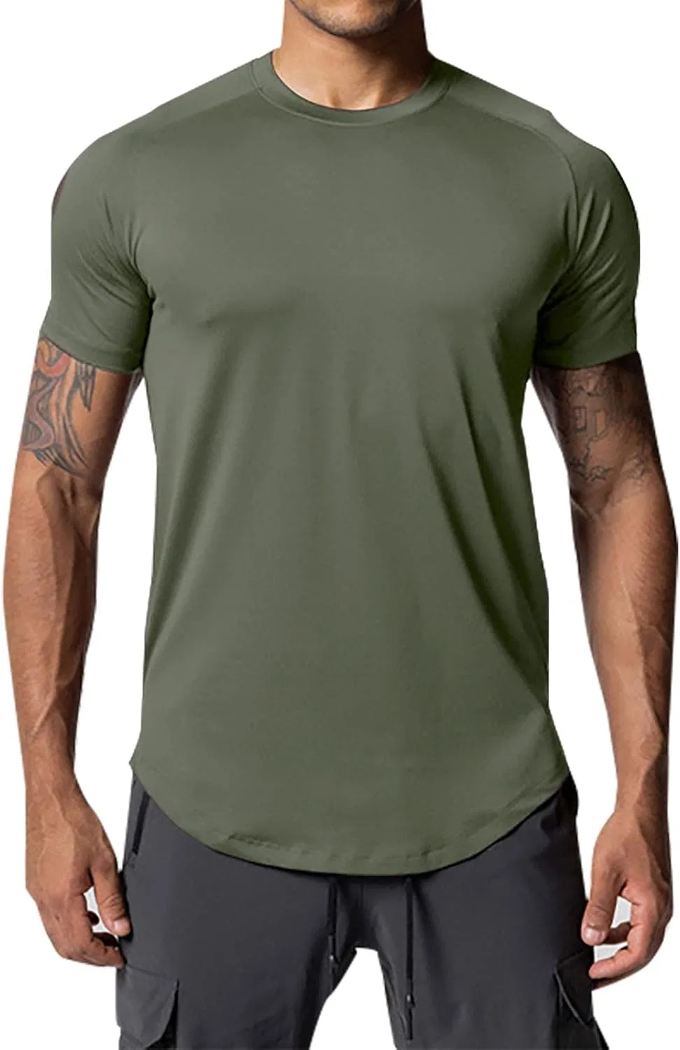 Компрессионная футболка для мужчин Moisture Wicking Quick Dry Stretch Fitness Muscle Shirt, Green