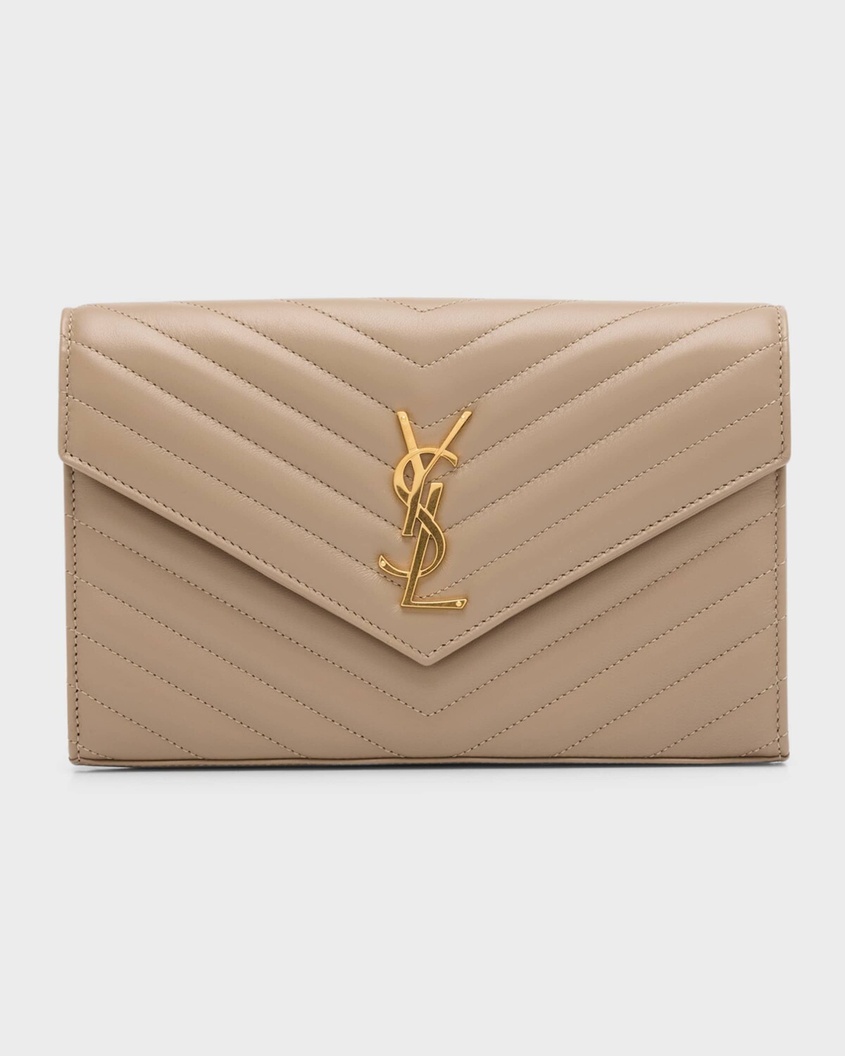 

Большой кошелек YSL Monogram на цепочке из гладкой кожи Saint Laurent, цвет Dusty Grey
