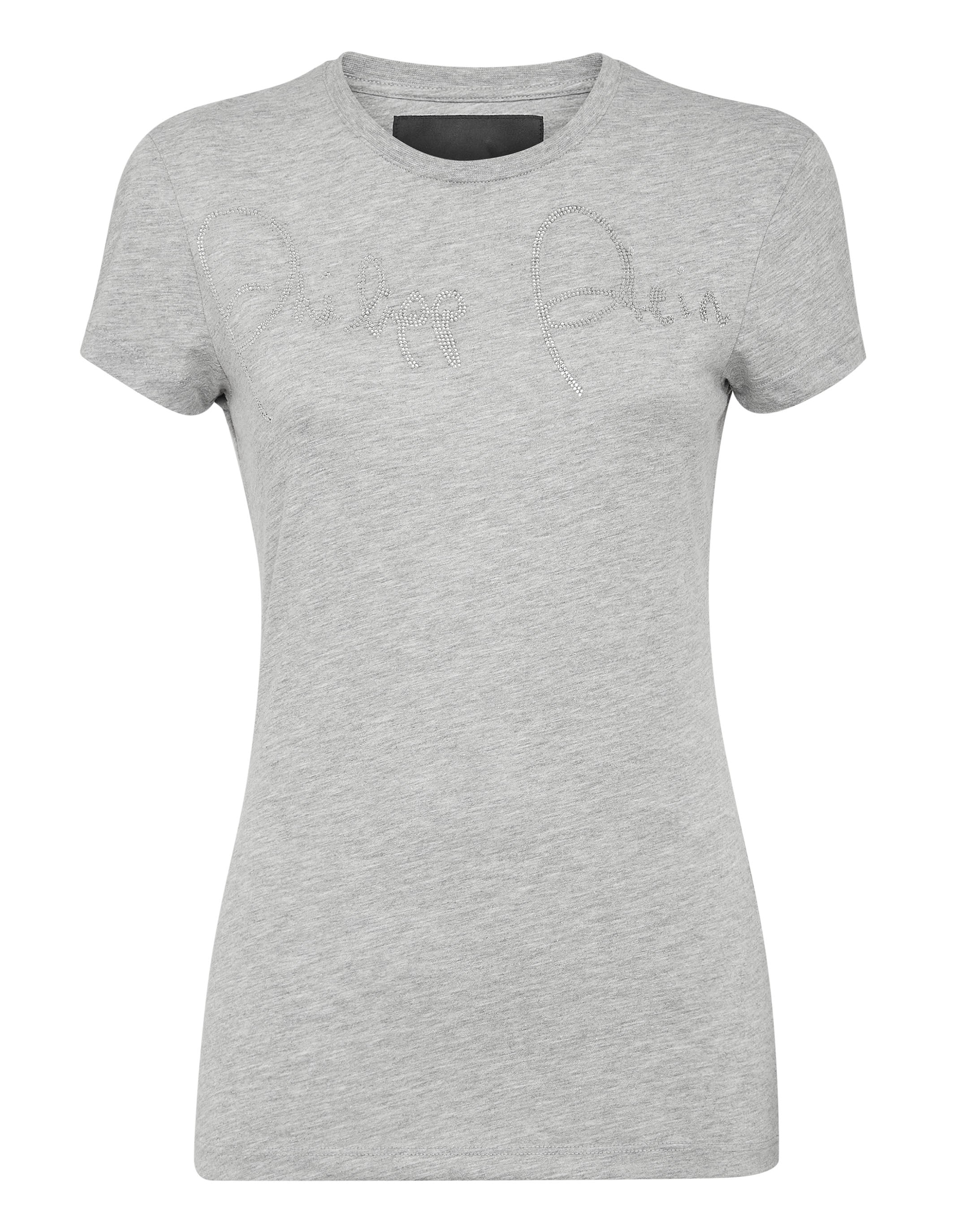 

Футболка с круглым вырезом SS PHILIPP PLEIN, цвет grey+crystal