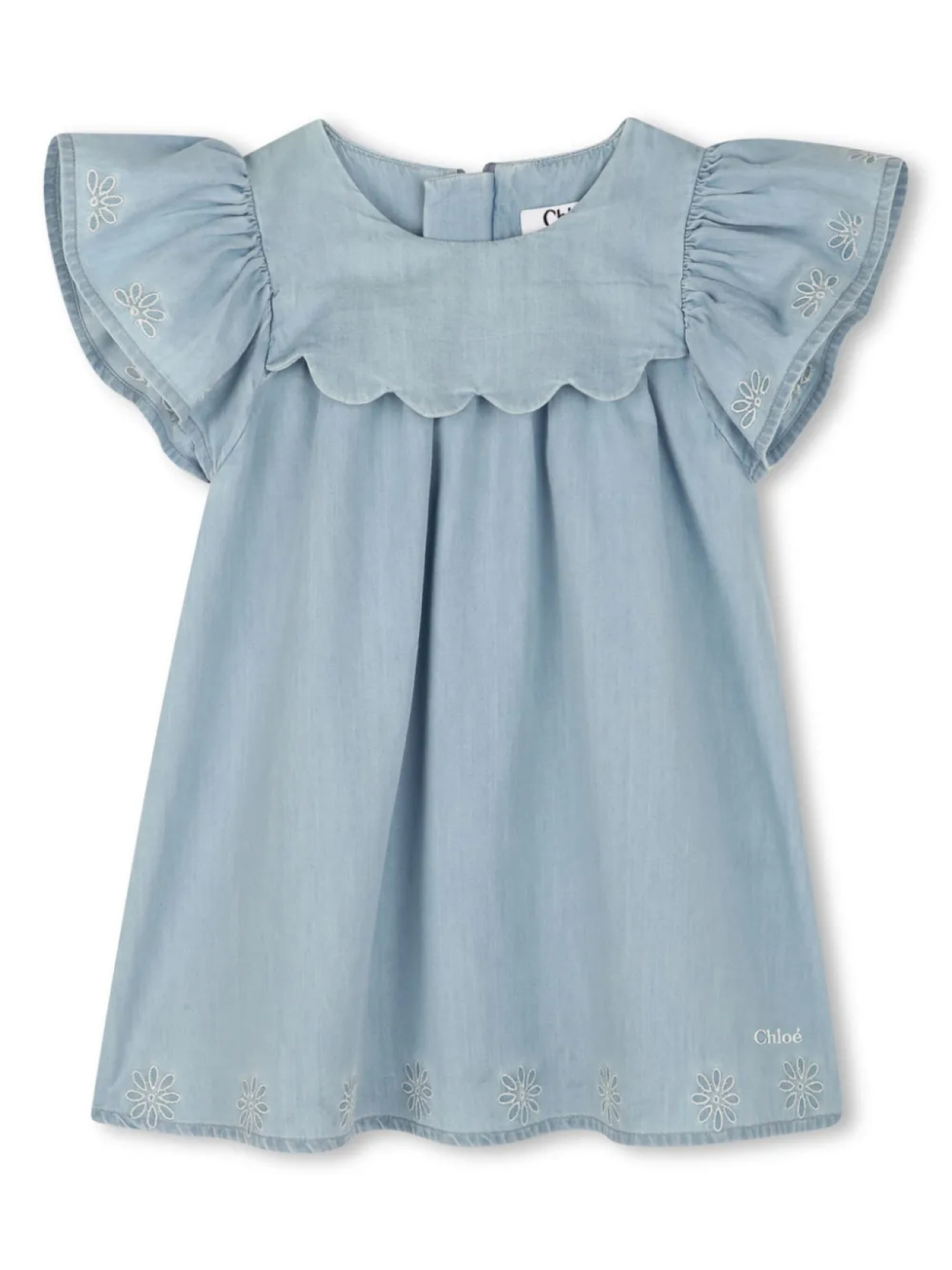 

Chloé Kids джинсовое платье с короткими рукавами, синий