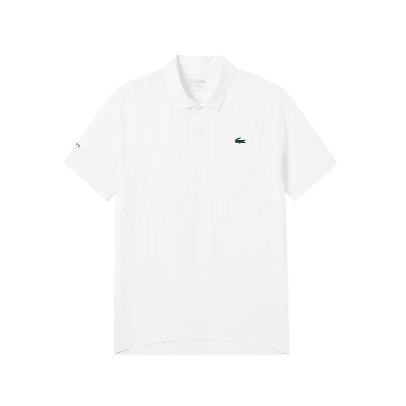 LACOSTE Polo Shirt Men's White Polo Collar Moderate
