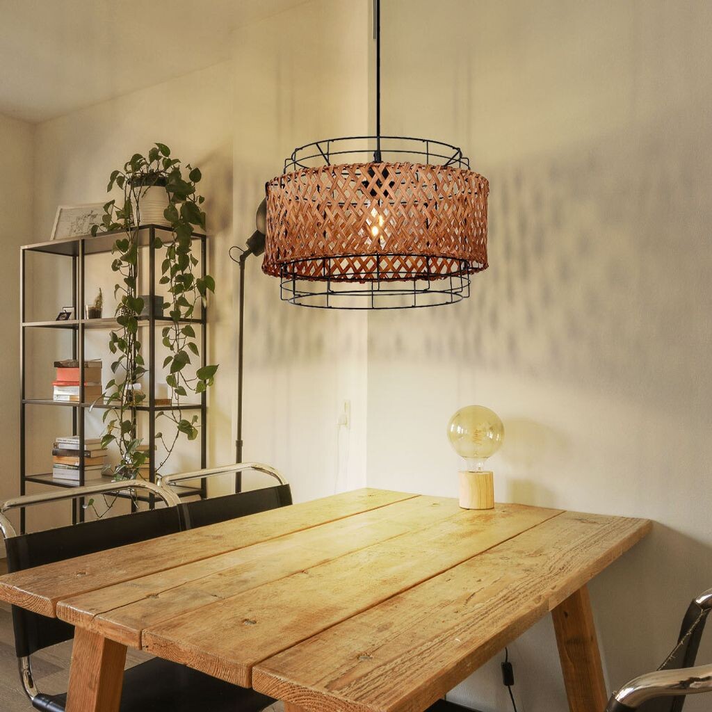 

Подвесной светильник, бамбуковое плетение, сетка, В 120 см. Globo Lighting, черный