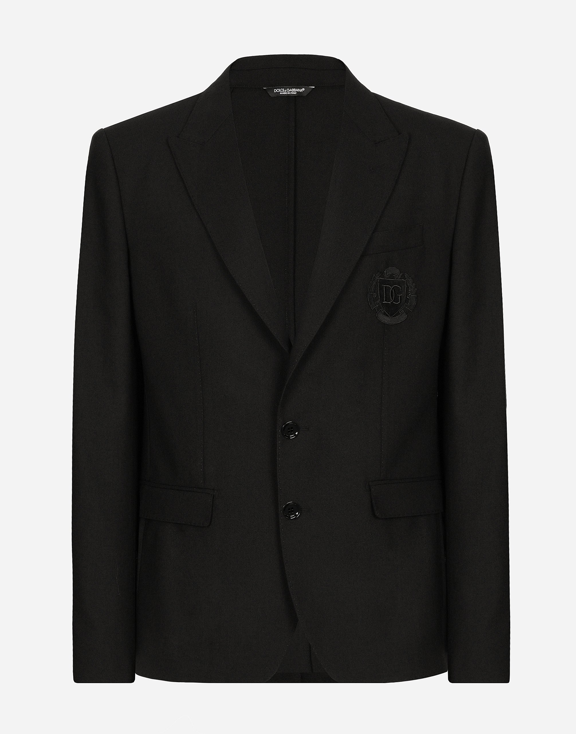

Однобортный шерстяной пиджак прямого кроя taormina с нашивкой dg Dolce & Gabbana, черный