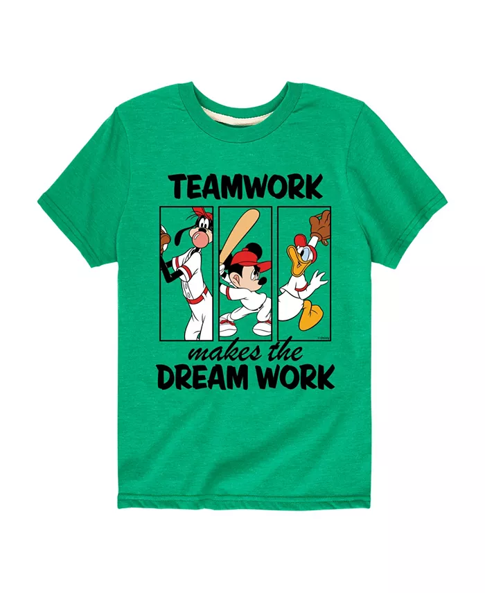 

Футболка с принтом "Teamwork Makes The Dream Work" для мальчиков Toddler Disney, зеленый