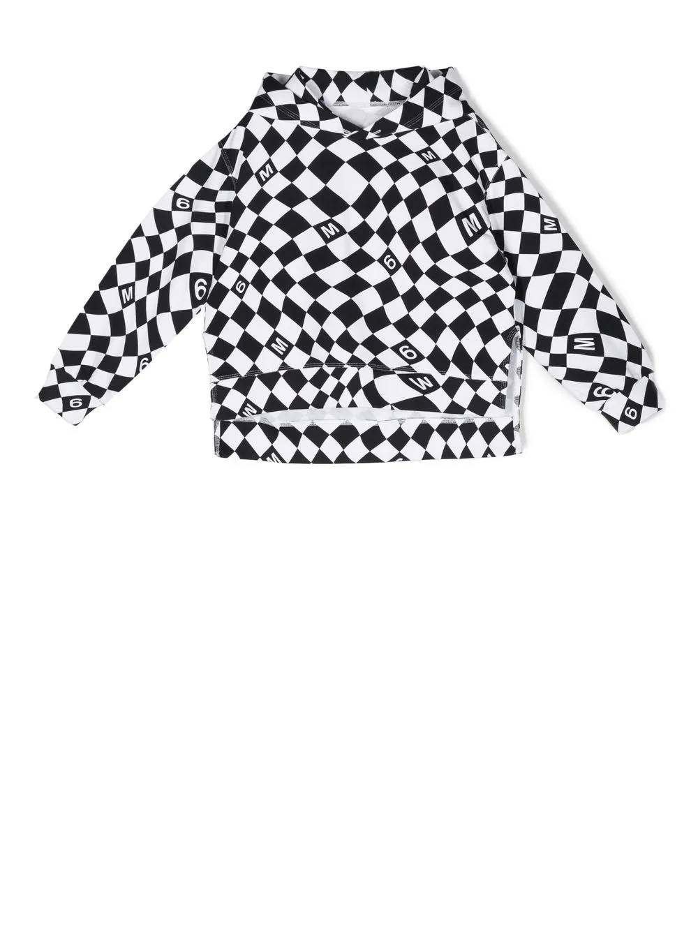 

Клетчатое худи с логотипом MM6 Maison Margiela Kids, черный