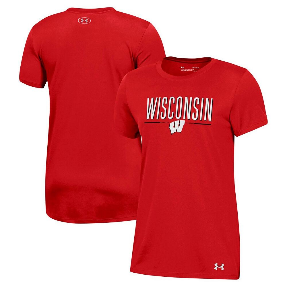 

Женская футболка Under Armour Red Wisconsin Badgers Performance, цвет Wis Red