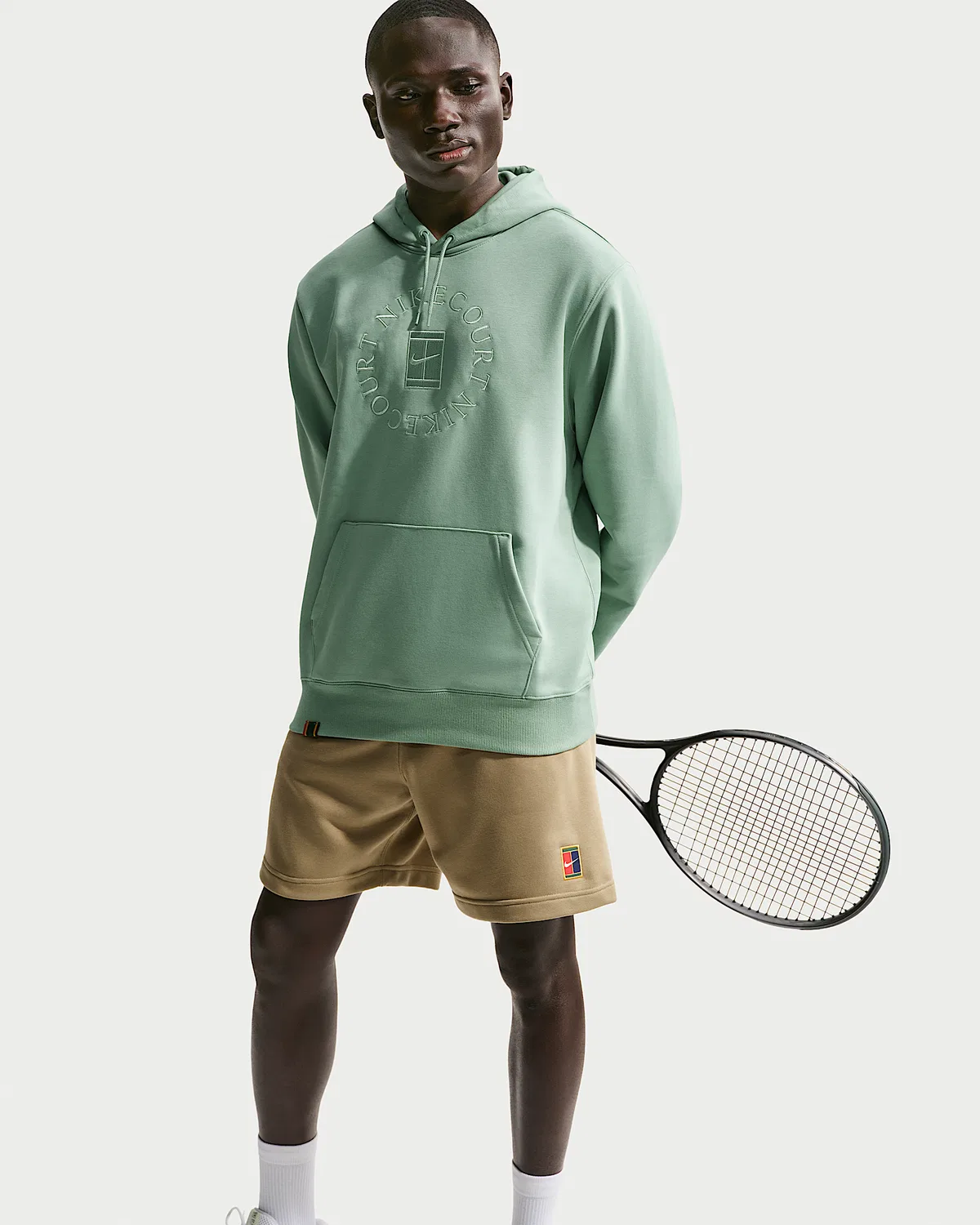 Мужская теннисная худи-пуловер NikeCourt Heritage Dri-FIT French Terry, Steam — фото 3