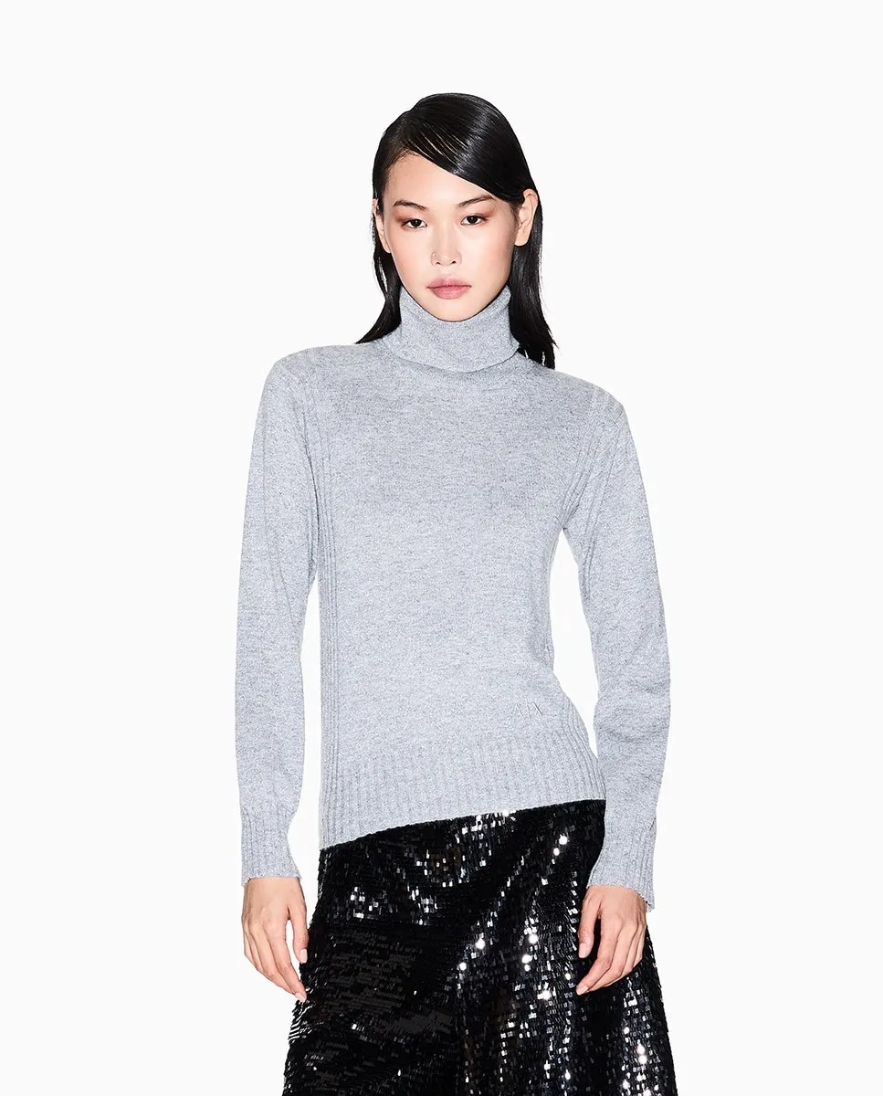 

Женский свитер с высоким воротом с люрексовыми нитями Armani Exchange, серебряный