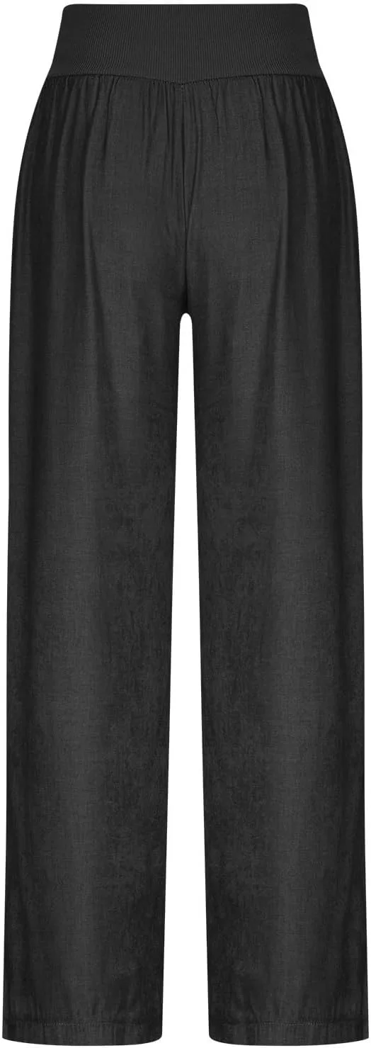 Женские джинсы Wide Leg с высокой талией и эластичным поясом — фото 4