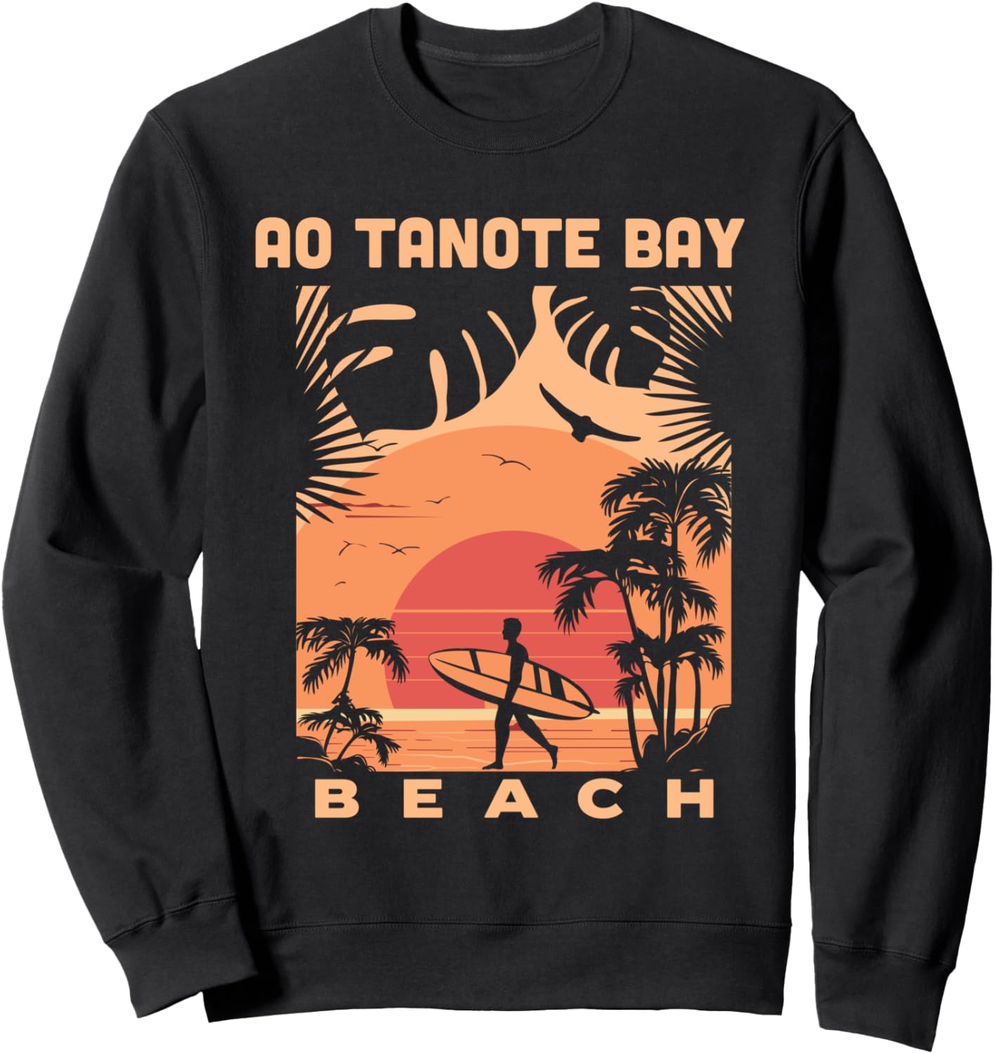 

Пляж залива Ао Таноте, закат, летний отдых, винтажная сувенирная толстовка World Beach Souvenirs, черный