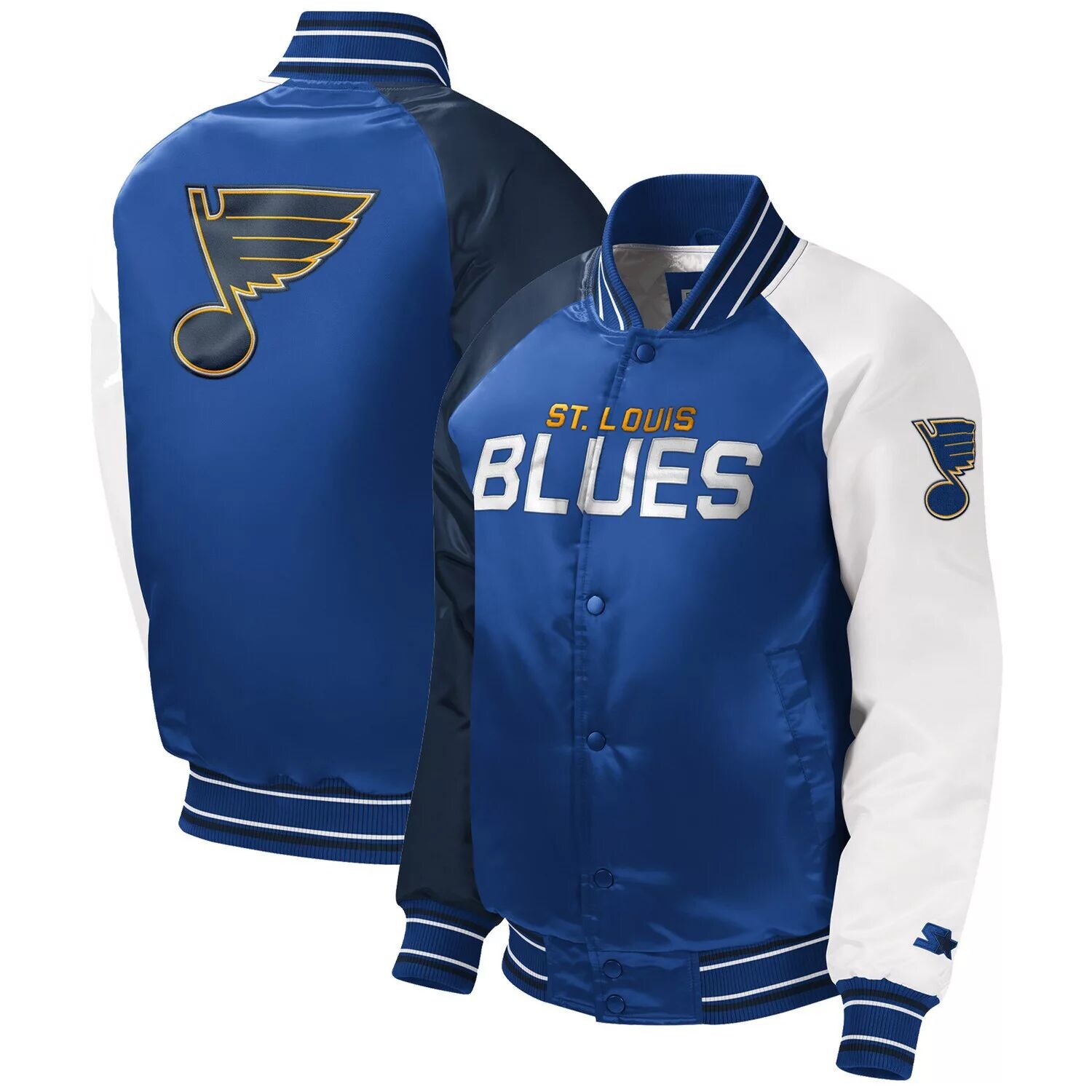 Синяя университетская куртка с длинными кнопками реглан Youth Starter St. Louis Blues Starter — фото 4