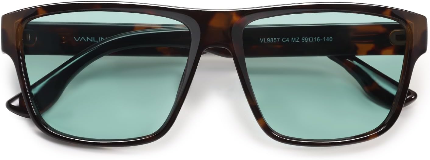 

Поляризованные квадратные солнцезащитные очки VANLINKER большого размера для женщин и мужчин, модные солнцезащитные очки с плоской верхней частью, толстая оправа, большие очки VL9857, C4-tortoise Frame/Mint Green Lenses
