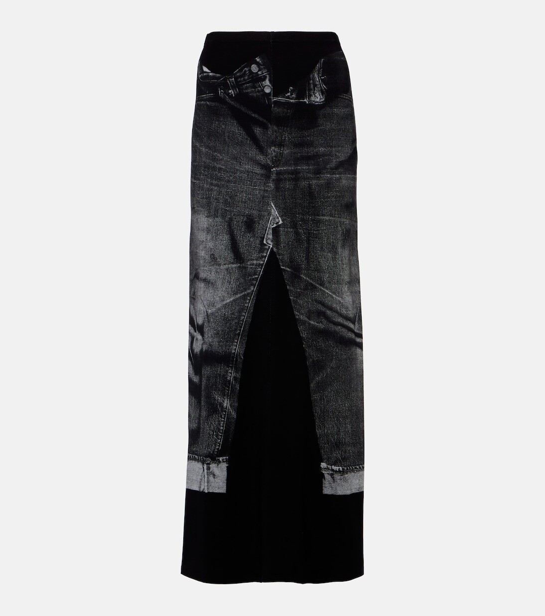 

Юбка макси trompe l'œil из джерси Jean Paul Gaultier, черный