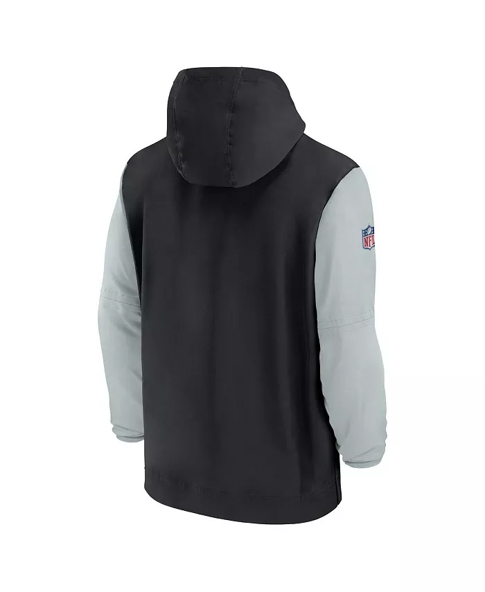 Мужская черно-серебристая толстовка-полузип Las Vegas Raiders 2024/25 Sideline Pre-Game Player 1/2-Zip Hoodie Jacket Nike — фото 2