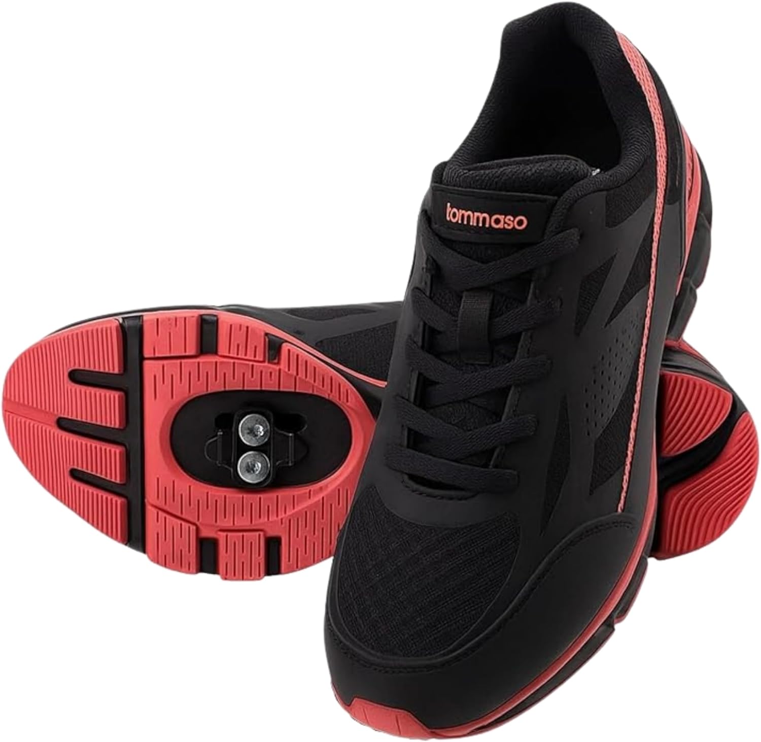 

Женские велосипедные туфли Tommaso с предустановленными шипами SPD- удобные для ходьбы вентилируемые велосипедные туфли SPD для женских занятий спиннингом и домашнего велосипеда- комфортные для стопы и носка, черный/розовый