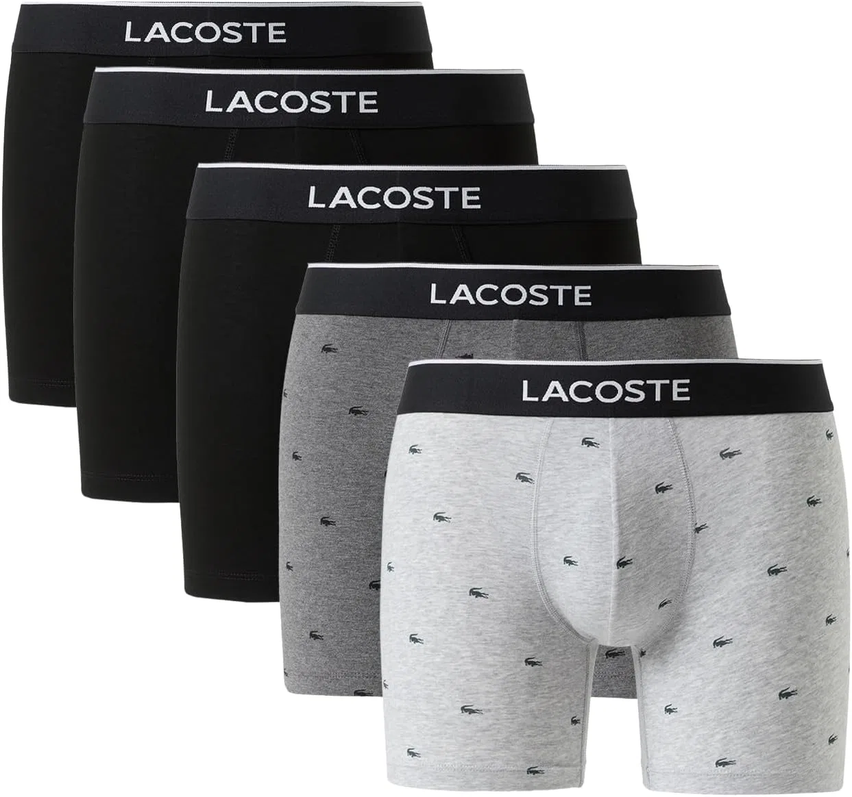 Боксеры Lacoste, хлопок с эластаном, 5 пар, черный