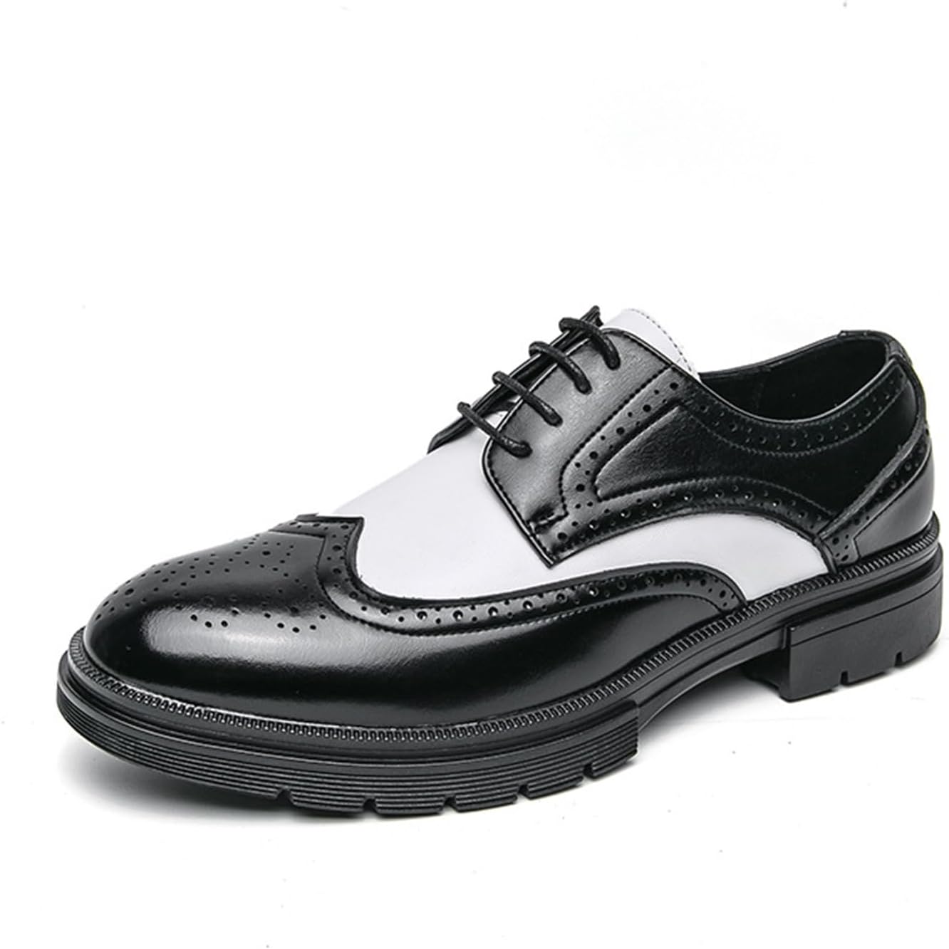 

Мужские классические кожаные туфли-оксфорды с двухцветной отделкой, броги с крылышками, вечные модели с шнуровкой, пэчворк, резной массивный каблук, круглый носок, противоскользящие, формальные дерби для бизнеса, свадьбы и вечеринки Uzujbaa, чер...