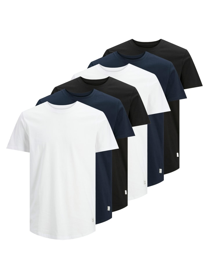 

Футболка Jack & Jones T-Shirt 6er Pack, цвет Weiß/Marineblau/Schwarz