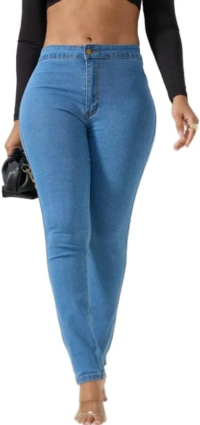 

Женские джинсы Slim Fit — минималистичный дизайн с мид-вейст, стрейч