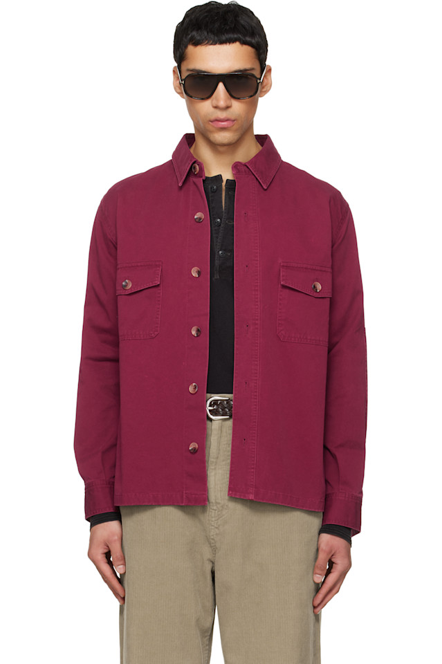 

Рубашка из выстиранного хлопкового твила Tonywack, красный