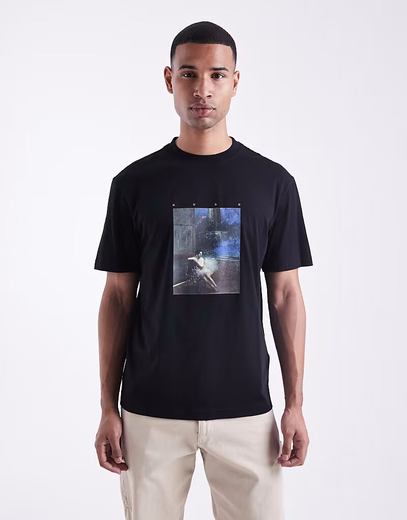 

Футболка свободного кроя Dabolos с принтом логотипа, черного цвета Hugo Red