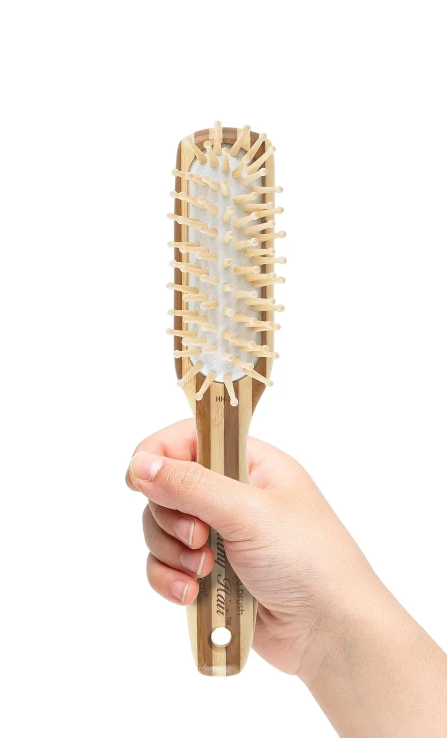 Ионная массажная щетка для волос Olivia Garden Healthy Hair Bamboo Узкая паддл-щетка, Brown — фото 2