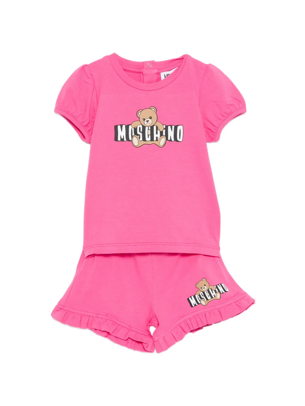 Комплект из двух предметов: шорты с принтом teddy Moschino Kids, розовый
