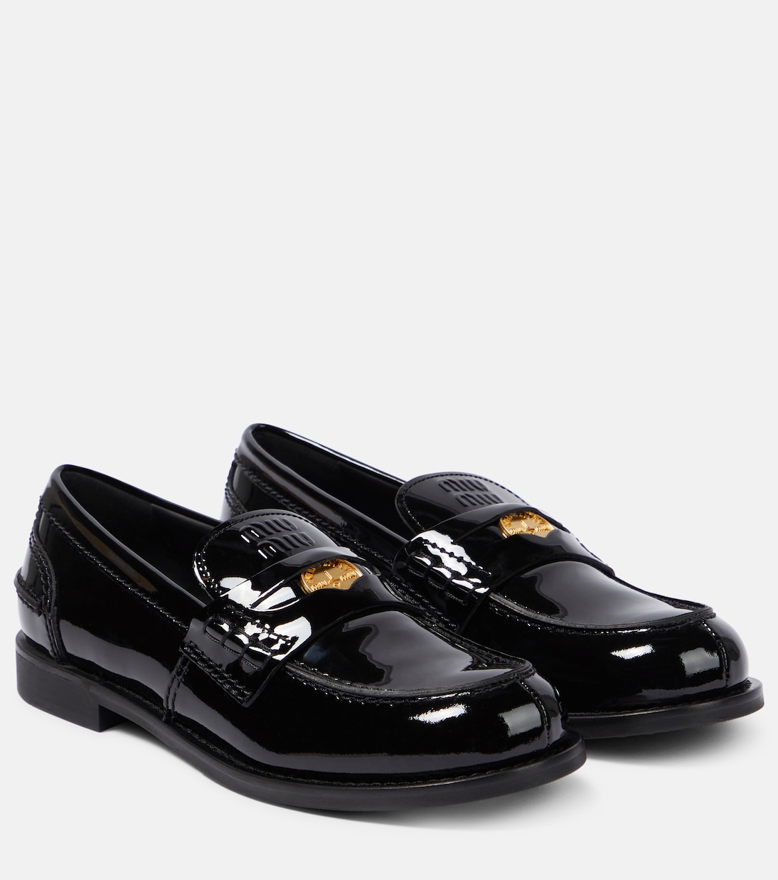 Лоферы из лакированной кожи Miu Miu, черный