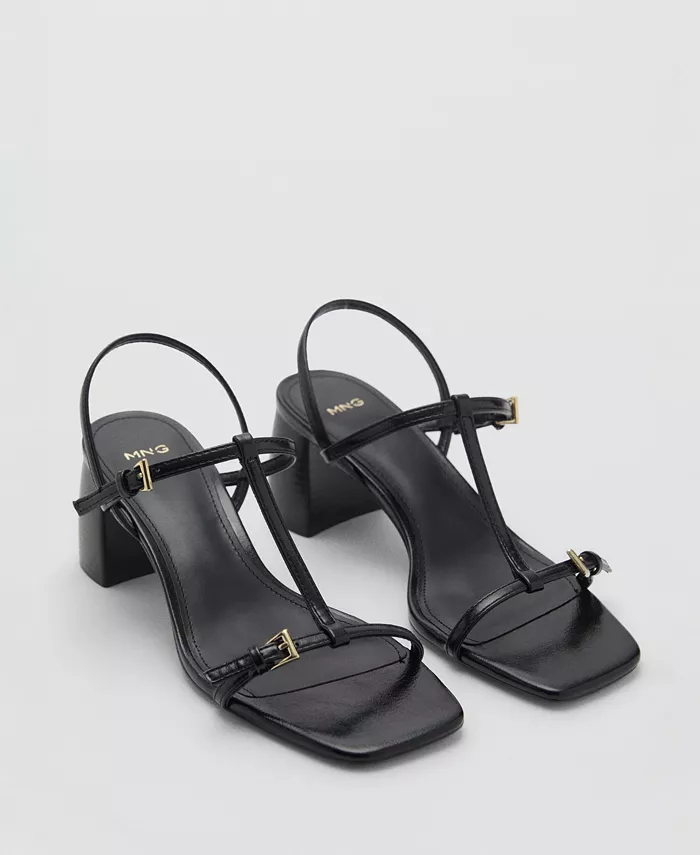 Женские босоножки на каблуке Straps MANGO, черный
