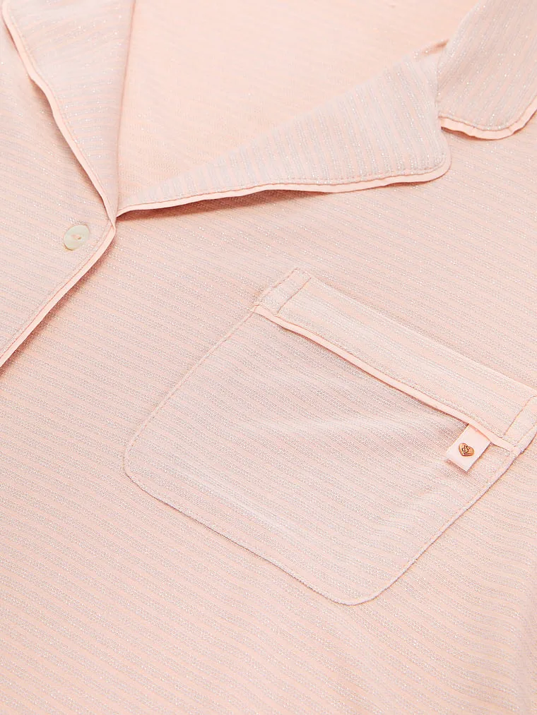 Комплект длинной пижамы из мягкого модала Victoria'S Secret, Shimmer Sheer Blush Shimmer Stripes — фото 3