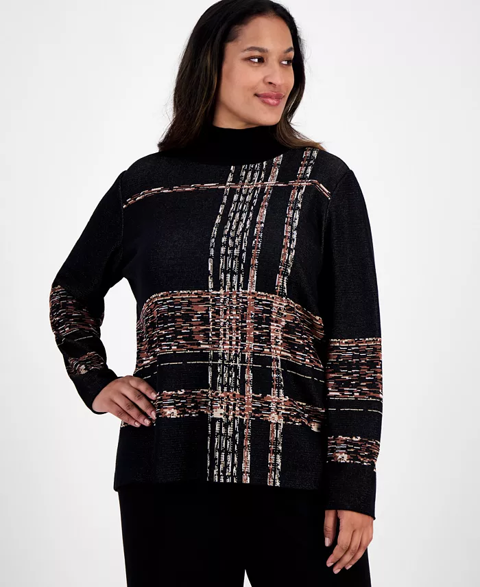 

Водолазка больших размеров с отделкой Luxe-Stitch Anne Klein, черный