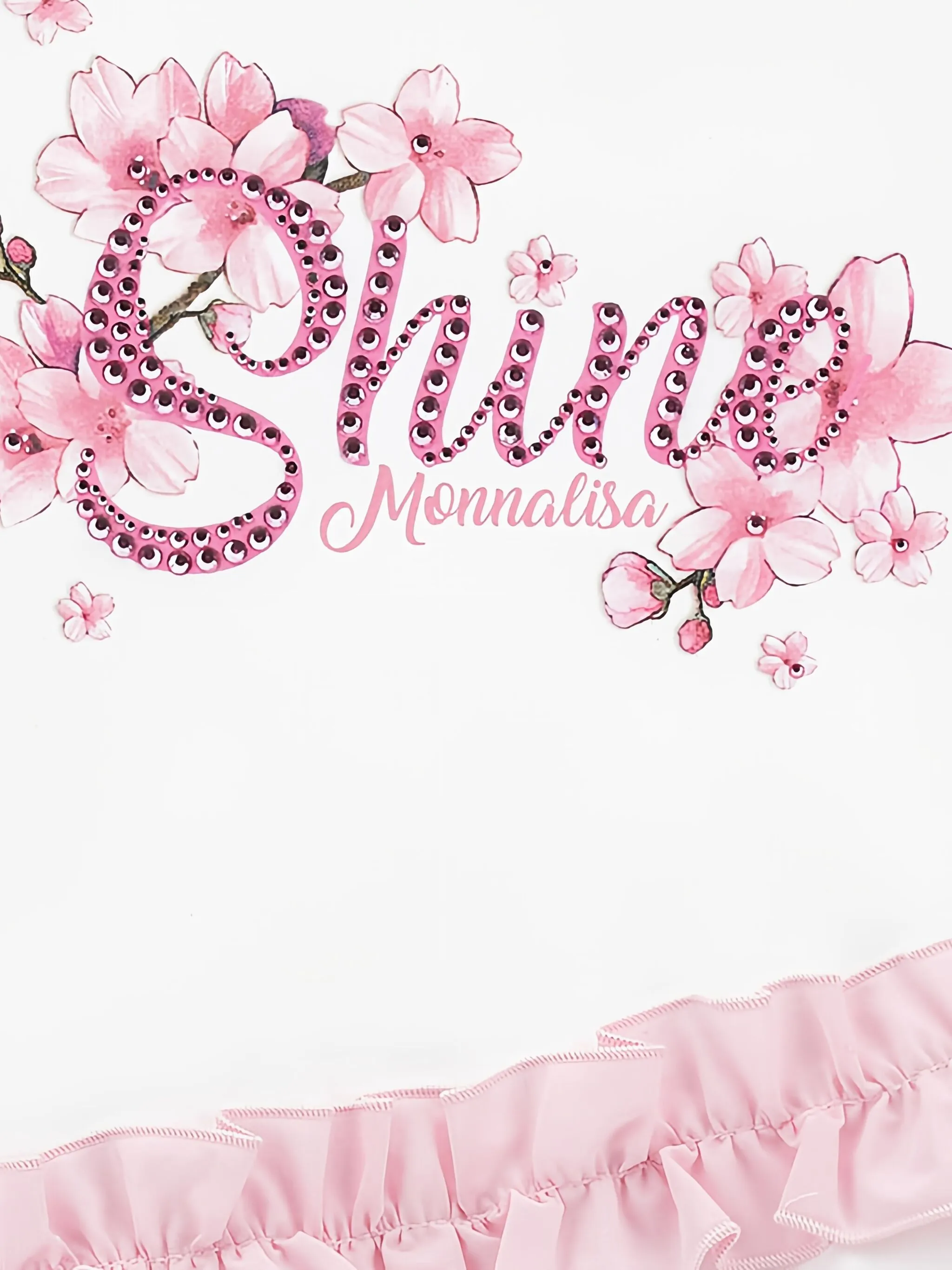 Спортивный костюм с оборками и цветочным принтом Monnalisa, белый — фото 4