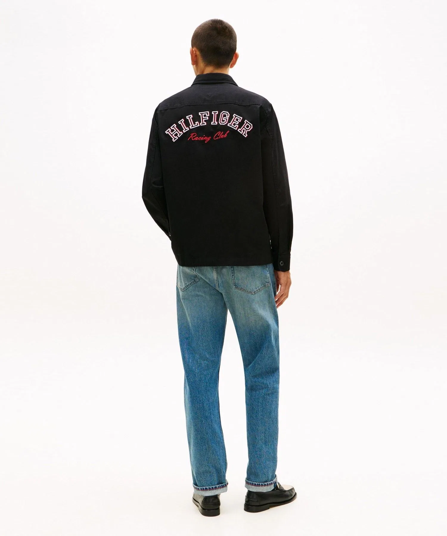 Мужская хлопковая рубашка Tommy Hilfiger с логотипом чёрная — фото 4