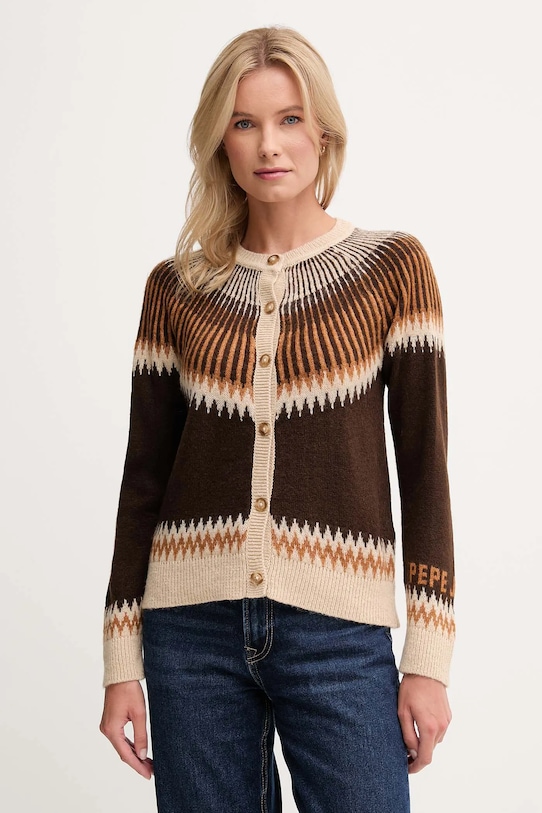 

Кардиган из смесовой шерсти Pepe Jeans, коричневый