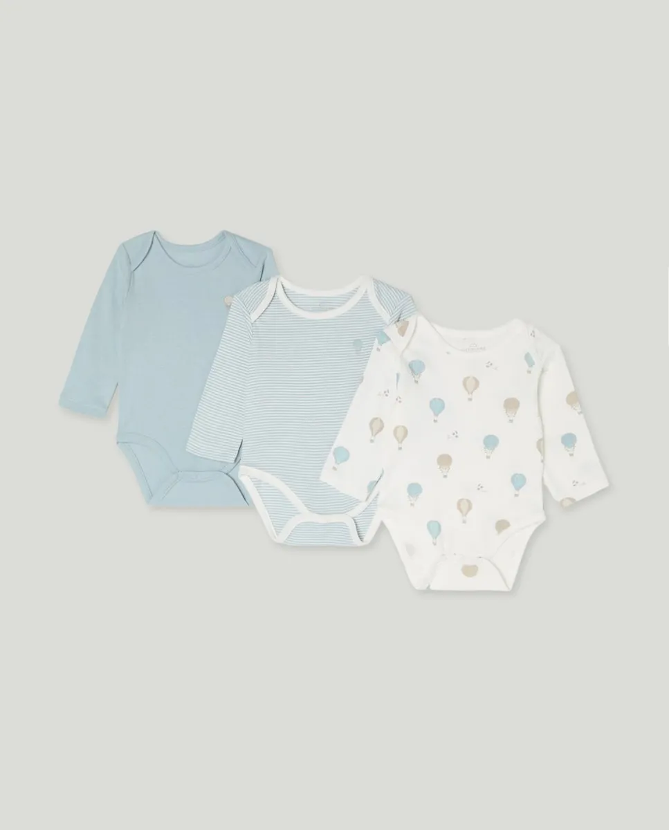 

Набор из трех боди с длинным рукавом для малышей Cotton Juice, зеленый