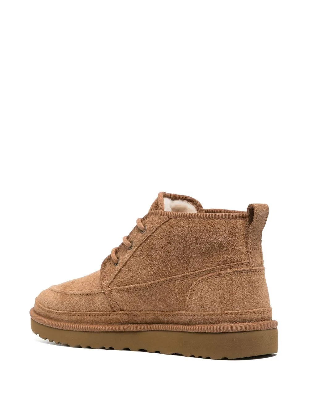 Мужские ботинки UGG замшевые с овчиной на шнуровке, светло-коричневый — фото 3