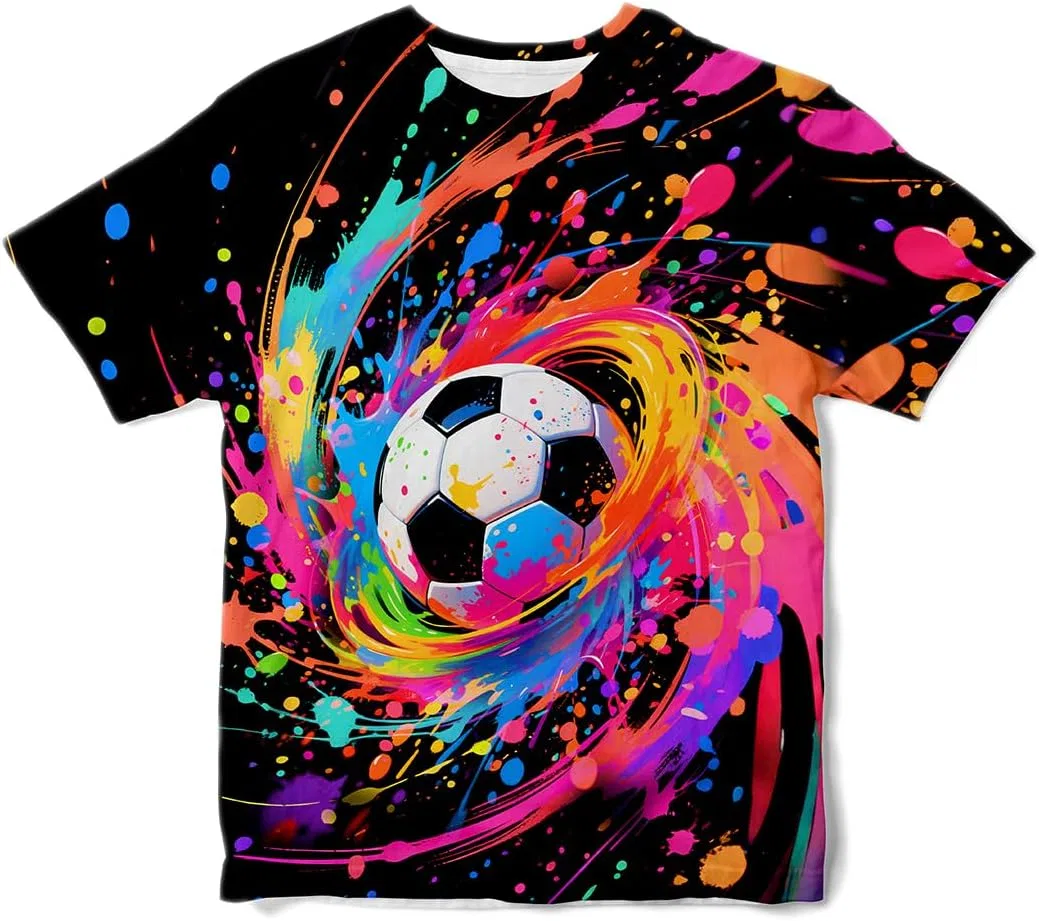 Футболка с граффити-принтом Ldvjkx для мальчиков, цвет Graffiti Soccer