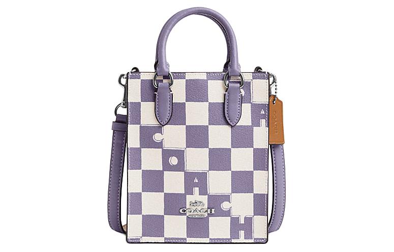 

Сумка женская мини из искусственной кожи светло-фиолетовая и меловая белая COACH