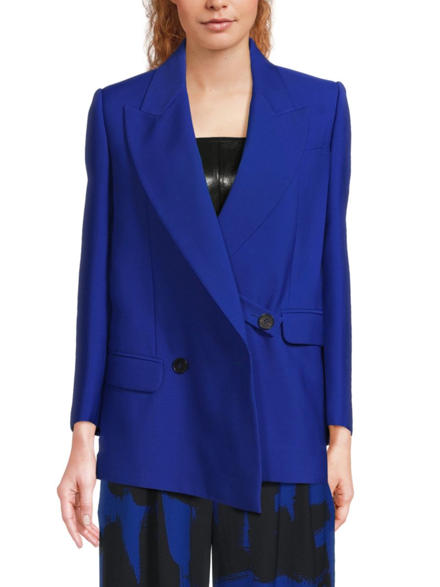 

Шерстяной блейзер с заостренными лацканами McQueen, цвет Electric Blue