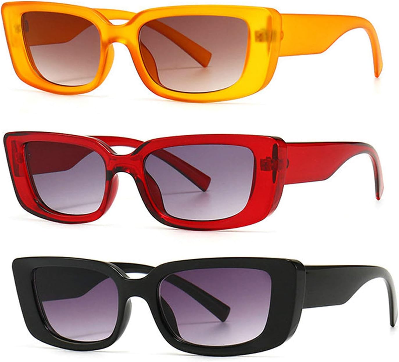 

Винтажные черные квадратные солнцезащитные очки для женщин, брендовые, маленькие прямоугольные солнцезащитные очки с градиентным прозрачным покрытием COTIA, Red&yellow&black